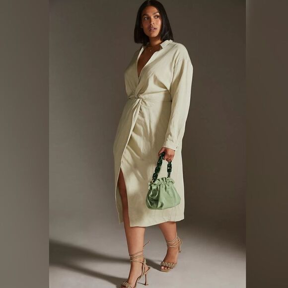 Anthropologie - V-Neck Knot Front Midi Dress size 8 - Picture 5 of 7